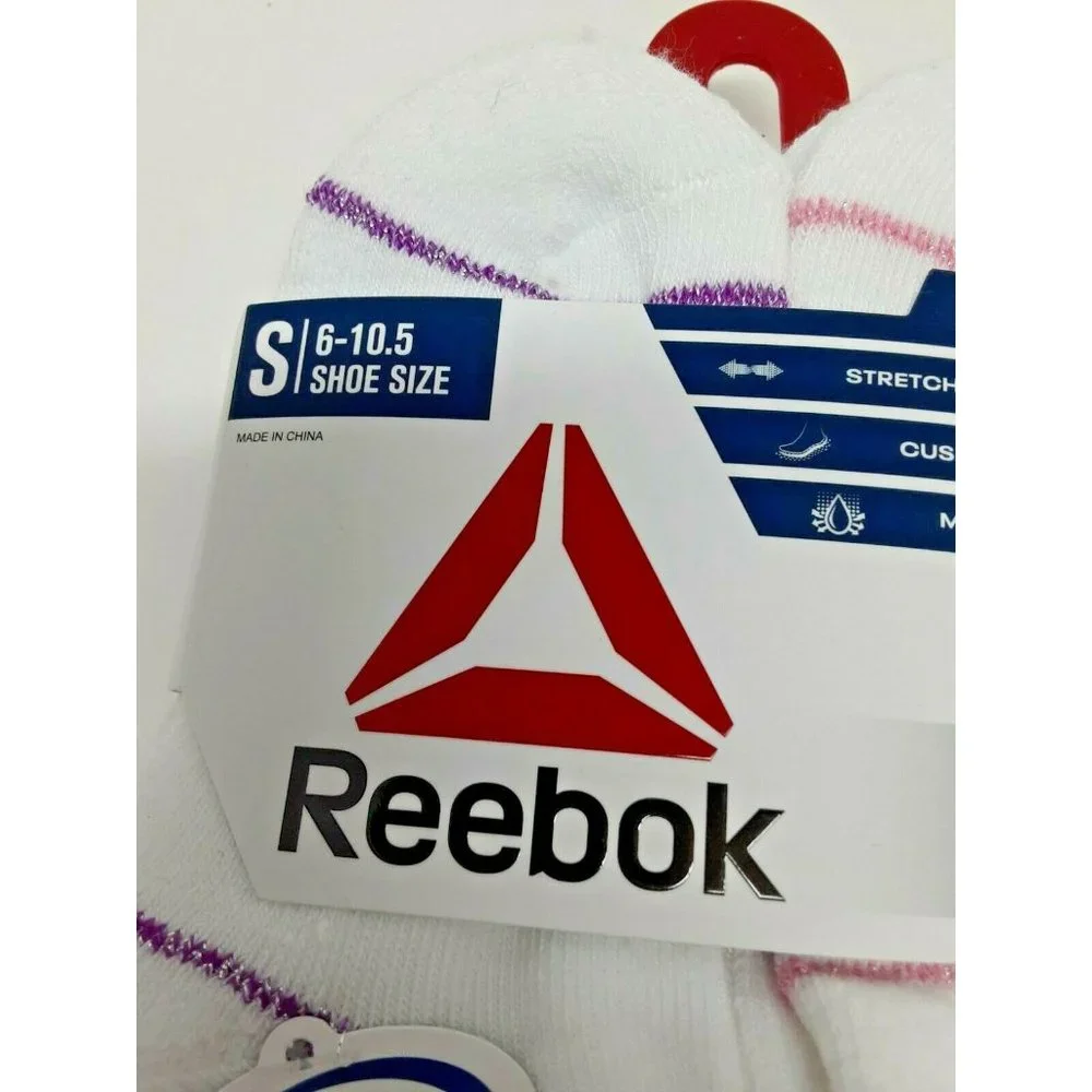Reebok Girls Pro-Series Ankle Socks‎ 6-Pack Size Small Fits Shoe Size 6 - 10.5
